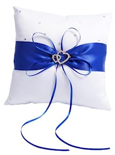 QIRMIZI Ringkissen, Perlenringkissen, Ringträger, Ringhalter für Strandhochzeit, Hochzeitszeremonie, Antrag, blau