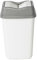 URBNLIVING Papelera de reciclaje de plástico con tapa de mariposa para oficina, cocina y baño (50 L, gris/blanco)