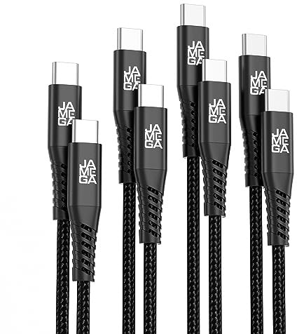 JAMEGA - USB Typ C Kabel Schwarz [4 Pack 0,5M 1M 2M 3M]| USB C Ladekabel Fast Charge Snyc USB C Stecker/Stecker kompatibel mit iPhone 15 Pro Max iPad Pro Air Samsung Macbook Tablets Huawei uvm.