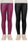 KEREDA Mädchen Leggings Thermo Gefüttert Thermoleggings Winter Warme Kunstleder 2er-Pack,Schwarz/Weinrot,134-140