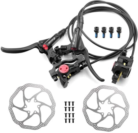 Fahrrad-Hydraulik-Scheibenbremsen-Set Alu-Bremssattel Und 3-Finger-Bremshebel Links Vorne 800mm/Rechts Hinten 1400mm Hydraulische Scheibenbremse Mit 160mm Rotoren Für MTB-Rennräder