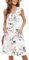 MOLERANI Damen Casual Kleider Plissee V-Ausschnitt Ärmellos Button-Down Einfarbiges Sommerkleid(Blumen Weiß,S)