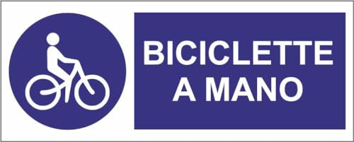 M-ITALY CARTELLO SEGNALETICO UNI - BICICLETTE A MANO - Adesivo Extra Resistente, Pannello in Forex, Pannello In Alluminio (30x12, Alluminio)
