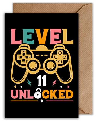WBdesignz Gaming Geburtstagskarte mit Umschlag - 11. Geburtstag Geschenkkarte Happy Birthday - 11ter Geburtstag (DIN A6)
