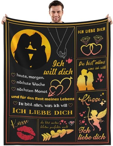 Chicnix Hochzeitstag Geschenke für Frauen Männer, Kuscheldecke Geschenkideen zum Jahrestag Valentinstag Geburtstag, Ich Liebe Dich Geschenke für Paare Flauschige Fleecedecke 130x150cm