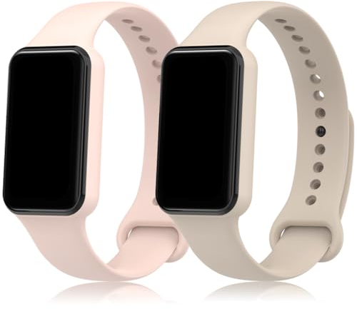 Pheant Correa Compatible con Amazfit Band 7 Pulsera Deportiva de Repuesto de Silicona Suave para Mujer Hombre, Rosa Beige