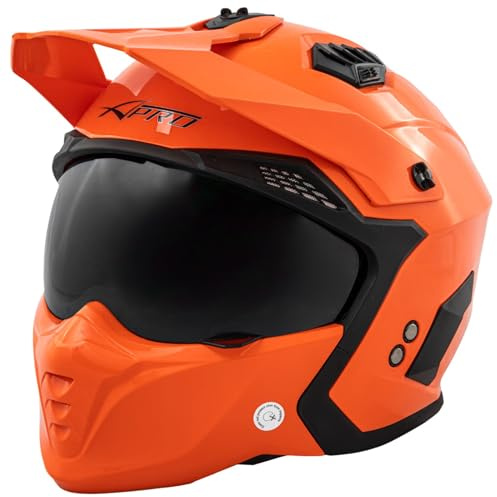 Motorradhelm Jet Helmet Cafe Racer ECE 22-06 Sonnenblende Scooter Orange L