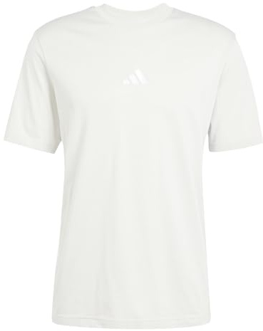 adidas Men's Essential Three Stripes Single Jersey Tee, Wonder Alumina/White, S