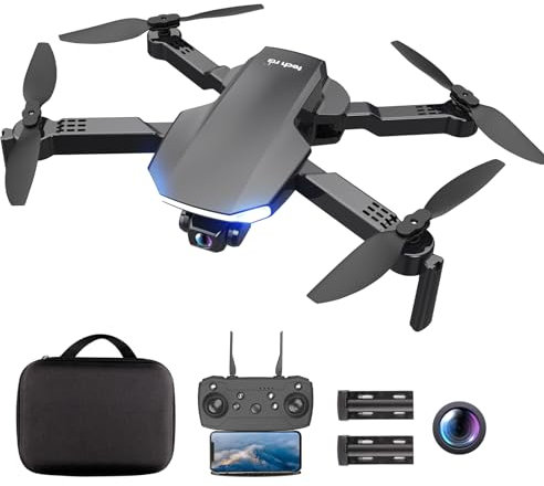 EYLM Drone con Cámara 1080P, 3 Modos de Velocidad, Mantenimiento de Altitud, 3D Flip, Fotografía Gesto, APP Control, Drone Plegable con Bolsa de Transporte para Principiantes, 2 Baterías