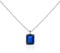 namana Saphirblaue Halskette mit Anhänger für Damen und Mädchen mit einem rechteckigen Solitärstein, zierliche Halsketten für Frauen aus 925er Sterling Silber mit einem blauen Stein im Smaragdschliff