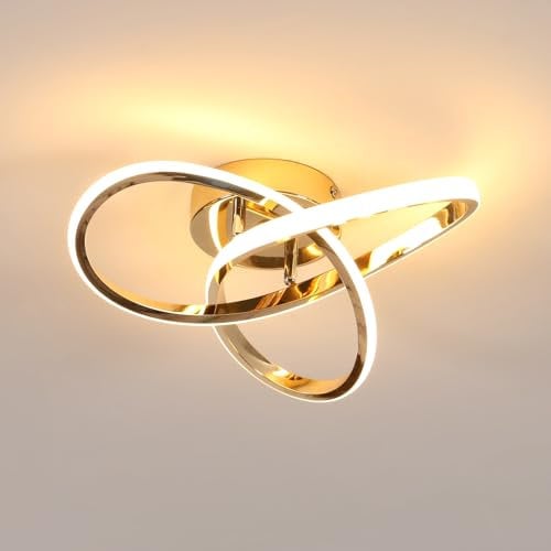 Comely LED Deckenleuchte, 30W 3375LM Moderne Deckenlampe mit Elegantem Blumendesign, Kronleuchter Gold für Wohnzimmer, Schlafzimmer, Esszimmer, Warmweiß 3000K