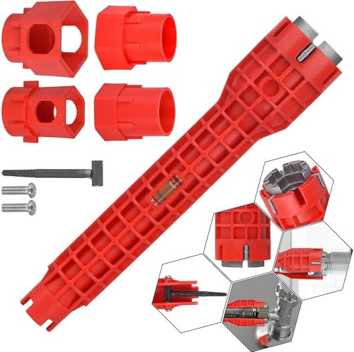 Alrens 14 in 1 Wasserhahnschlüssel Werkzeug, montageschlüssel für armaturen, Multifunktionaler Wasserhahnschlüssel, standhahnmutterschlüssel, sanitär werkzeug für Wasserhähne Spülen Badezimme