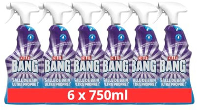 CILIT BANG - SALLE DE BAIN ULTRA PROPRE - 750ml - Lot 6 - Élimine 99,9% des bactéries Élimine calcaire et dépôts de savon, nettoie et fait briller 4X plus longtemps
