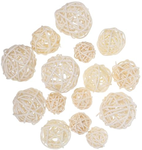 STOBAZA Set 30 Palline Rattan 2.36In 1.57In 1.18In Decorazioni Natalizie Naturali Resistente Per Albero Di Natale Feste Matrimoni E Centrotavola Fai Da Te