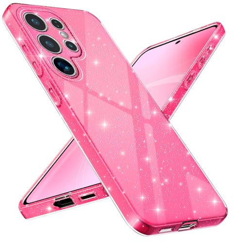 Paitech Glitter Cover per Samsung Galaxy S25 Ultra con Protezione Fotocamera, Custodia Glitter Silicone Morbido TPU Protezione Case, Sottile Antigraffio Antimpronta Cover per Samsung S25 Ultra, Rosa