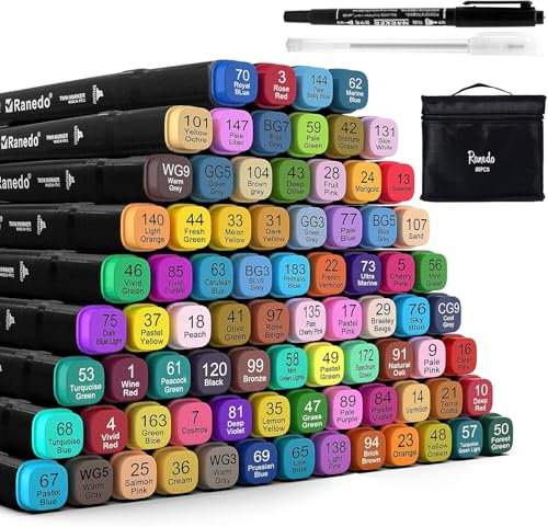 Alkohol Marker, 80 Farbige Marker Stifte Set, Permanent Twin Marker Set, mit 2 Bonus-Stiften und Tragetasche für Kinder, Erwachsene, Malen, Malen, Skizzieren