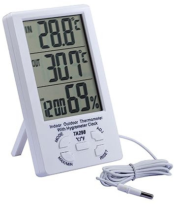 Digitales Lcd Thermometer mit Außensensor, Weißes Kunststoff Hygrometer