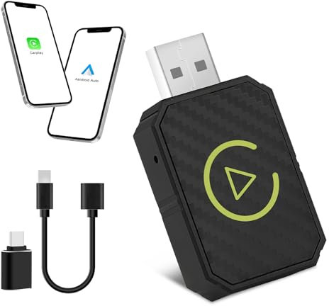 Wireless CarPlay Adapter, Auto Wireless Adapter,2 In 1 Stick, Wandelt Verdrahtete In Drahtlos Um Plug & Play USB C/A, Geeignet für iPhone iOS 10+