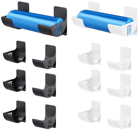 4 Pairs Trash Bag Holder, Wall Mounted Garbage Bag Holders,Wall Mounted Garbage Bag Dispenser,Self-Adhesive Garbage Bag Dispenser,Garbage Bag Organizer for Storing and Organizing Kitchen Accessories