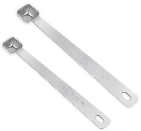 2 Pcs Stainless Steel Measuring Spoons 1/3 Teaspoon(1/3tsp, 1.5ml) 1/16 Teaspoon(1/16tsp, 0.3ml) Single Square Bowl Milligram Measuring Spoons