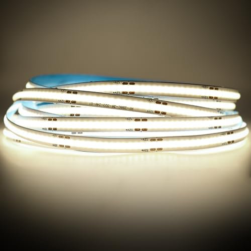 Arotelicht COB LED Streifen 5m 4000K, LED Strip weiß 12V COB Band Dimmbar, 8mm Breite Hohe Dichte Licht 320LEDs/m IP20 für Schlafzimmer Küche Home Innendekoration ohne Netzteil