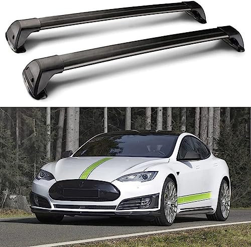 GGOIN Voiture Galeries de Toit pour Tesla Model S, Voyage Barres Railing Porte-Bagage Transversaux Rails Support Longitudinale