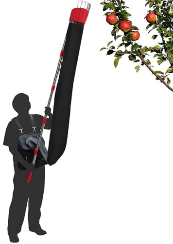 Kronabelle High Reach Fruit Picker, 13 Ft Telescoping Pole with Basket, & Lychee Picker, Curved Head, Ergonomic Handle