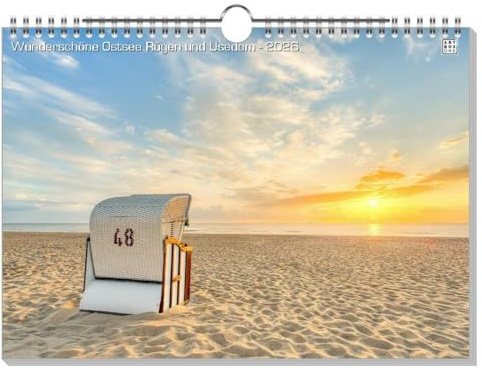 artboxONE Kalender 2026 Wunderschöne Ostsee Rügen und Usedom Wandkalender A4 2026 Reise/Strand und Meer