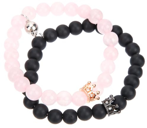 ibasenice Paar Perlenarmbänder Mit Magnetischen Zirkonia Kugeln Beziehungsarmband Satz Für Damen Und Herren Schwarzes Mattes Design Partner Schmuck Geschenk Für Jubiläum Und Geburtstag