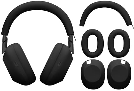 kwmobile 3 in 1 Silicone Headphone Case Compatible with Sony WH-1000XM6 Case - Over Ear Headphones Silicone Skin Protector - Black