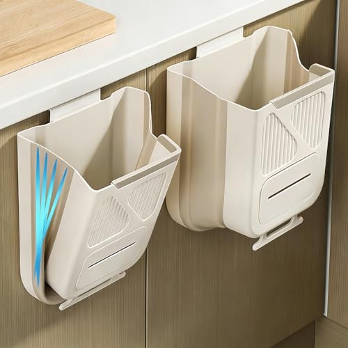 YJHWLF Hängbarer Mülleimer 10 Liter für Küchenschranktür, Platzsparender Klapp-Mülleimer faltbar für Küche, Badezimmer, Wohnmobil, Auto & Camping