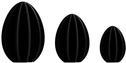 Shapes - Decorations Minimalistisches Ostereier Set – Deko Eier im Dreierset – Moderne Osterdeko für Wohnzimmer & Tisch – Zeitloses Design (Schwarz)