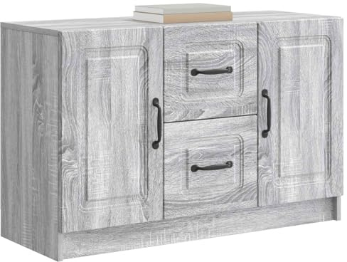 vidaXL Sideboard Graues Sonoma 89 x 34,5 x 57 cm Holzwerkstoff, Moderner Sideboard, rechteckige Möbel, stylische Lagerung, idealer Organizer für Wohnzimmer, Essbereich