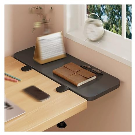 Bandeja extensora de escritorio de 16 20 24 28 32 35 pulgadas, extensor de mesa con abrazadera, tablero de extensión de escritorio plegable, bandeja for teclado(Black,20x40cm (7.9x15.7in))