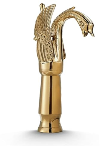 Ari Waschtischarmatur SWAN Wasserhahn Badezimmer Waschtisch Badarmatur für Waschbecken, Messingkörper, Keramikventil, integrierter Belüfter, Einlochmontage, Schwan Design (Gold, Hoch)