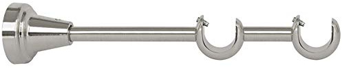 Rollmaxxx Gardinenstange Wandhalter Träger 19mm Viele Farbe Design Metall (2-läufig, Edelstahl Effect)