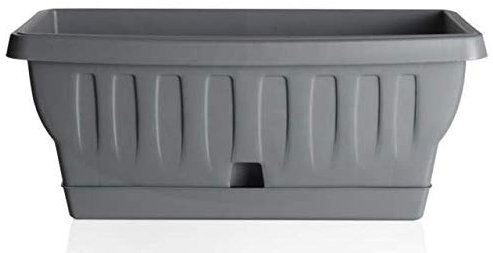 Bama Fioriera, Natura, con riserva d'Acqua, in Resina, Grigio, 50 cm