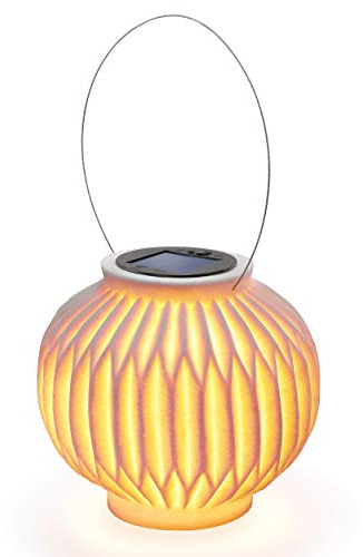 esotec Solarlaterne Lampion außen wetterfest Ibiza | Sandsteinoptik | Solarlampe hängend | Balkondeko Terrassendeko | LED Gartenbeleuchtung Camping-Zubehör outdoor BBQ | 2700K H=15cm 102670