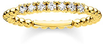 THOMAS SABO Ring Kugeln mit weißen Steinen gold vergoldetes Silber TR2323-414-14-50