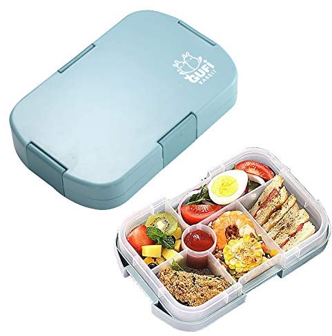 hombrima Lunchbox für Kinder, Bento Boxen, Lebensmittelaufbewahrungsbehälter mit 6 Fächern für Kinder, Erwachsene, Arbeit, Schule, geeignet für Mikrowelle und Geschirrspüler (Blau)