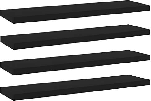 vidaXL 4X Bücherregal Brett Wandboard Wandregal Regal Regalboden Wand Board Ablage Hängeregal Schweberegal Schwarz 40x10x1,5cm Holzwerkstoff