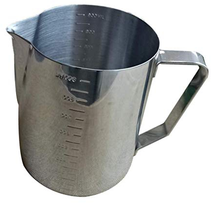 Iwinna Multi-Purpose 550/900ml Stainless Steel Candle Making Pitcher Frothing Cup Milk Frothing Pitcher Creamer Frothing Pitcher Measurements on Both Sides - Silver (550ML)