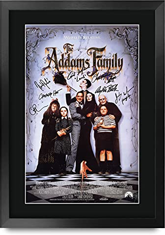 HWC Trading FR A3 The Addams Family Filmposter Christina Ricci, Christopher Lloyd Gifts Gedrucktes Poster mit Autogramm, Bild für Film-Erinnerungsstücke, Fans – A3 gerahmt