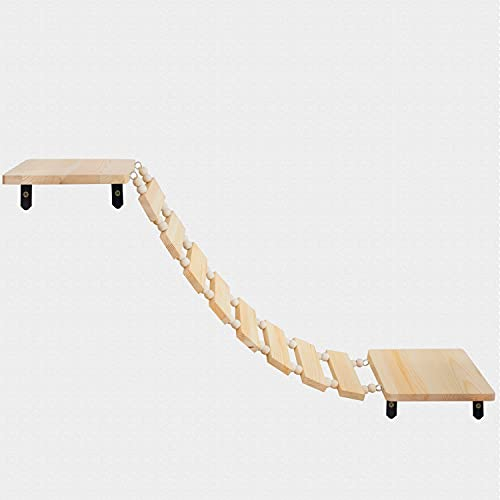 MiDube Kletterleiter zur Wandbefestigung Katzen Wandpark Hängebrücke Wandkletterleiter Handgefertigte Tiermöbel Für Katzen Katzenmöbel Katzenspielplatz Laufbrücke Kratzbaum Kletterpark