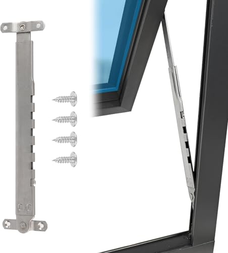 Limitador de Ventana, Soporte Ventana Restrictor Refuerzo Ventana Soporte Telescópico Acero Inoxidable Puntal Ventana Externo Prueba Viento (28x6cm / 11.0x2.4in)