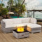 ASOWNSUN Rattan Garden Furniture Sets with Chair, Coffee Table, Cushions, All-weather Outdoor Corner 4 Seater Sofa Patio Conversation Sets