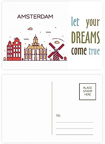 Amsterdam Flat Landmark Art Deco Geschenk Fashion Dream Come True Postkarten-Set Dankeskarte Versandseite 20 Stück