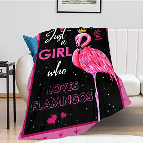 Just A Girl Who Loves Flamingos Coperta Carino Fenicotteri Decorazione Coperta Regalo per Ragazze Super Calda Morbida Peluche Leggero Coperta In Flanella Coperta Inverno Biancheria Da Letto Per