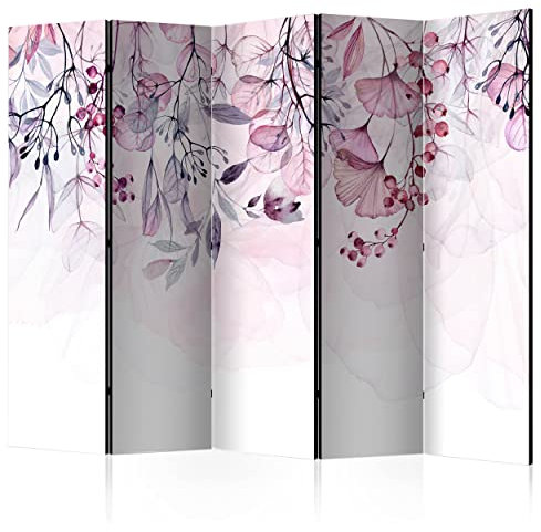 decomonkey Paravent Raumteiler Innen Pflanzen 225x172 cm 5 Teilig Einseitig Room Divider Wall Raumteiler Stehend Trennwand Sichtschutz Spanische Wand Sichtschutzwand Wohnzimmer Holz Natur Abstrakt