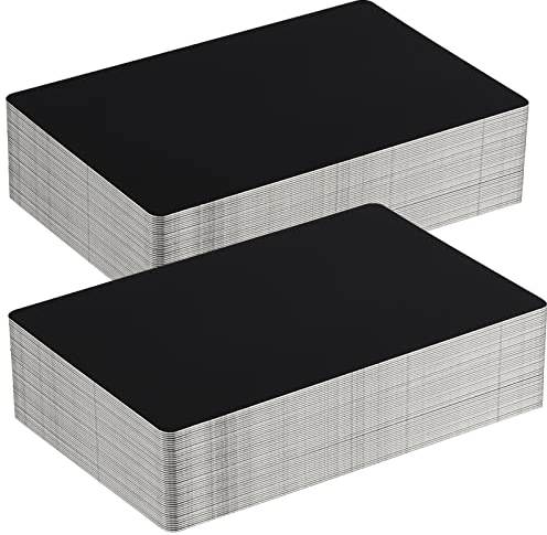 ZEONHEI Lot de 100 Cartes de Visite en Métal Noir en Aluminium Cartes de Visite peut être gravé au Laser Cartes Professionnelles en Métal pour Clients de Bureau Cartes Cadeaux 86 x 54 x 0,21 mm